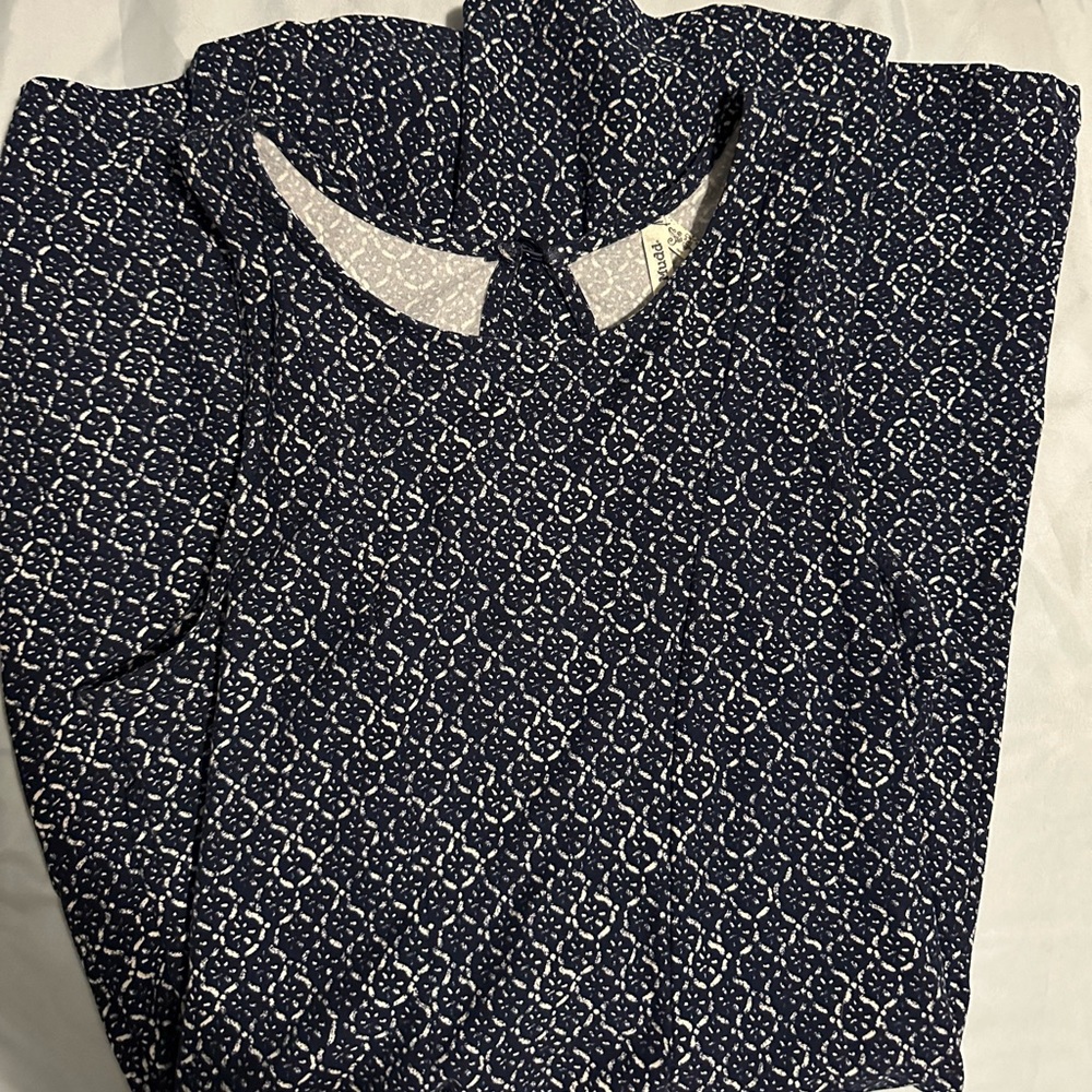 Soft, blue and white, midlength dress